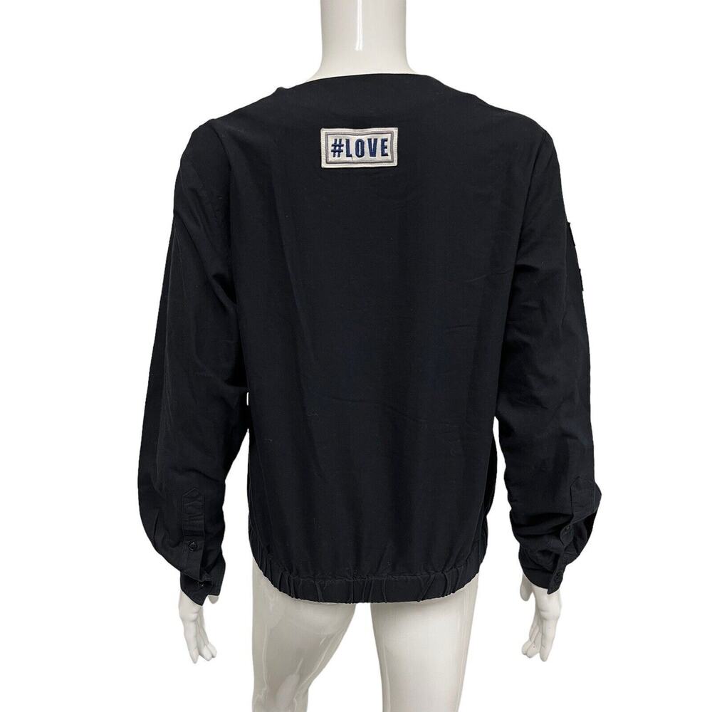 MSGM Black Cotton Patch Embroidered Pullover Sweatshirt Top Size 42 US 6 - Picture 3 of 5